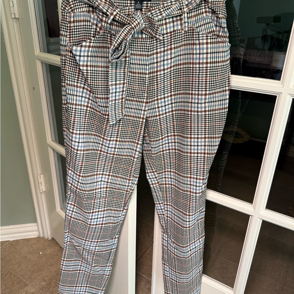 Women's Plaid Trousers with Belt